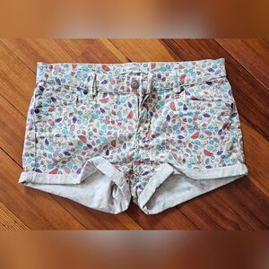 BCBG Fruit Print Denim Shorts Size 26 Multicolor